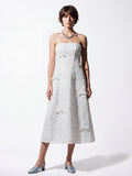 floral-embroidered midi dress