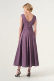 Scoop Neck Self-Belted Fluffy Midi Length Gown