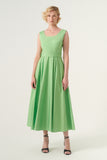 Scoop Neck Self-Belted Fluffy Midi Length Gown