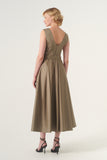 Scoop Neck Self-Belted Fluffy Midi Length Gown