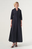 Long-sleeve A-line soft brocade coat