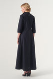 Long-sleeve A-line soft brocade coat