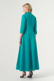 Long-sleeve A-line soft brocade coat