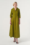 Long-sleeve A-line soft brocade coat