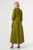 Long-sleeve A-line soft brocade coat