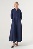 Long-sleeve A-line soft brocade coat