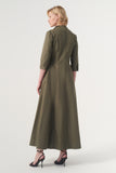 Long-sleeve A-line soft brocade coat