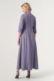 Long-sleeve A-line soft brocade coat