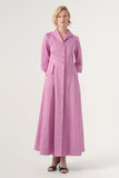 Long-sleeve A-line soft brocade coat