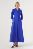 Long-sleeve A-line soft brocade coat