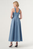 High-Neck Midi Dress