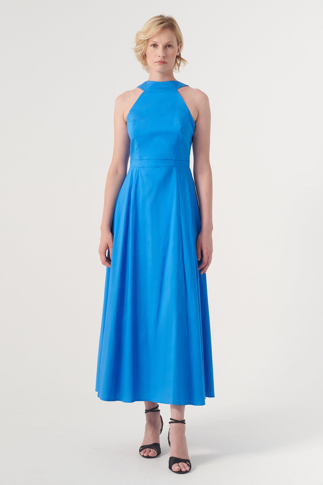high neck formal midi dress Elegant White midi dress with a high neckline S / 4 / Ivory