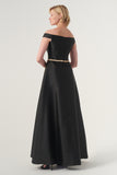 Off-shoulder Fil-coupe and Taffeta Long Dress