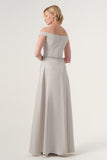 Off-shoulder Fil-coupe and Taffeta Long Dress