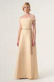 Off-shoulder Fil-coupe and Taffeta Long Dress