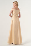 Off-shoulder Fil-coupe and Taffeta Long Dress