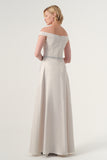 Off-shoulder Fil-coupe and Taffeta Long Dress