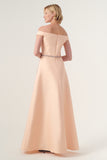 Off-shoulder Fil-coupe and Taffeta Long Dress