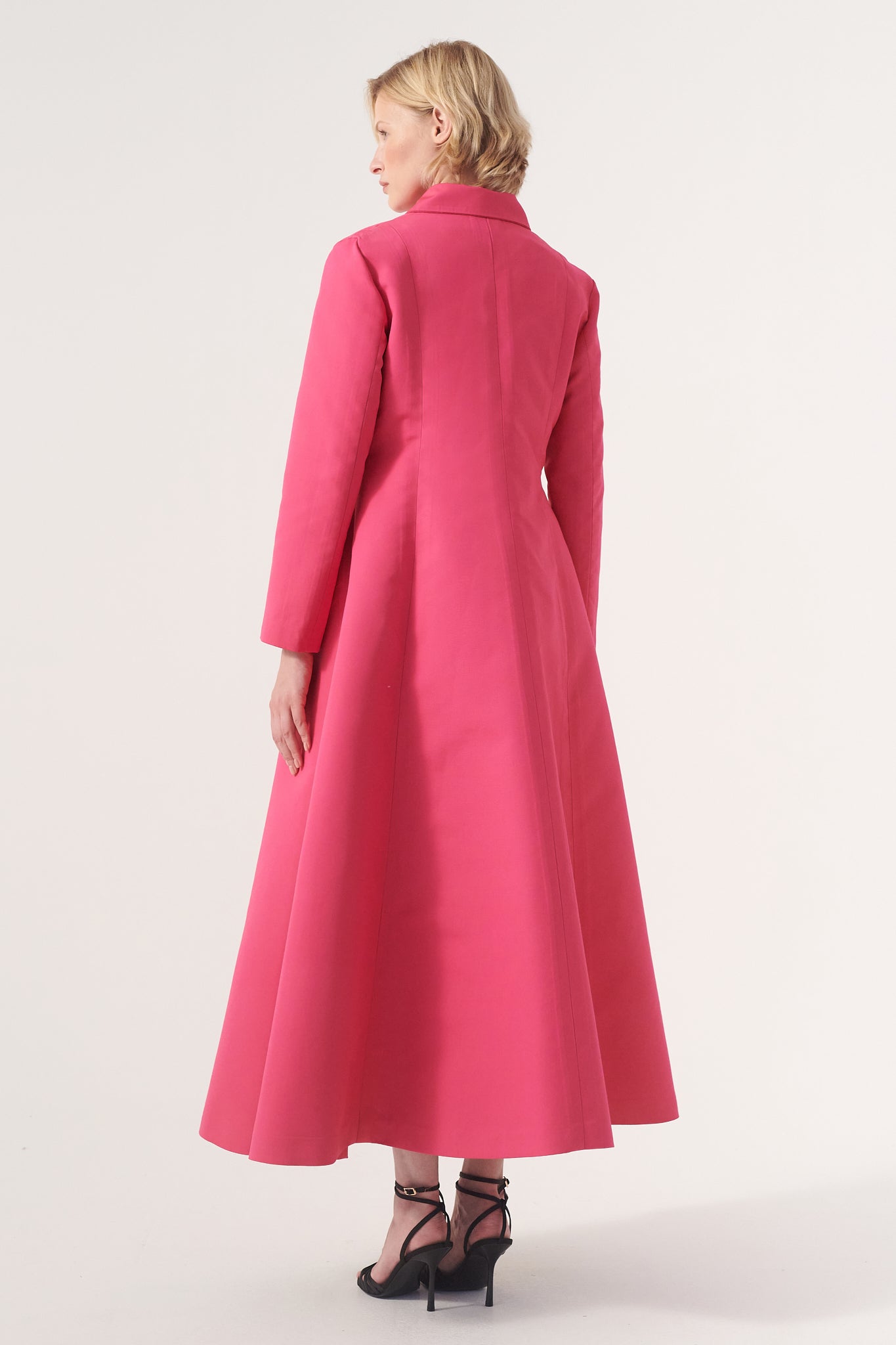pink trench coat dress Hot Pink Belted Single Breasted Lapel Long Trench Coat IRHAZ