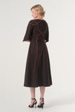 Piping detail A-line silhouette  Midi Dress