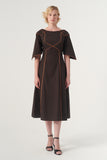 Piping detail A-line silhouette  Midi Dress