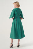 Piping detail A-line silhouette  Midi Dress