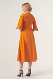 Piping detail A-line silhouette  Midi Dress
