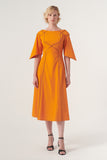 Piping detail A-line silhouette  Midi Dress