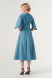 Piping detail A-line silhouette  Midi Dress