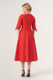 Piping detail A-line silhouette  Midi Dress