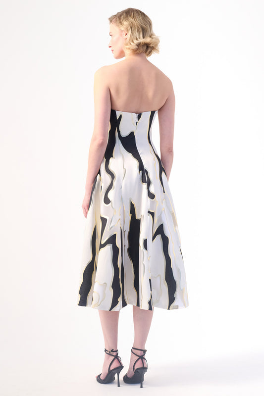 A dazzling A-Line strapless cocktail dress