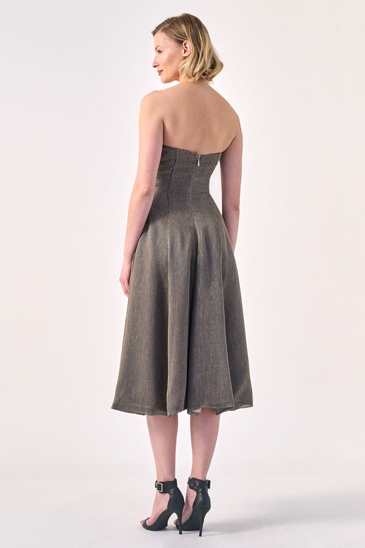 Strapless A-Line Midi Dress