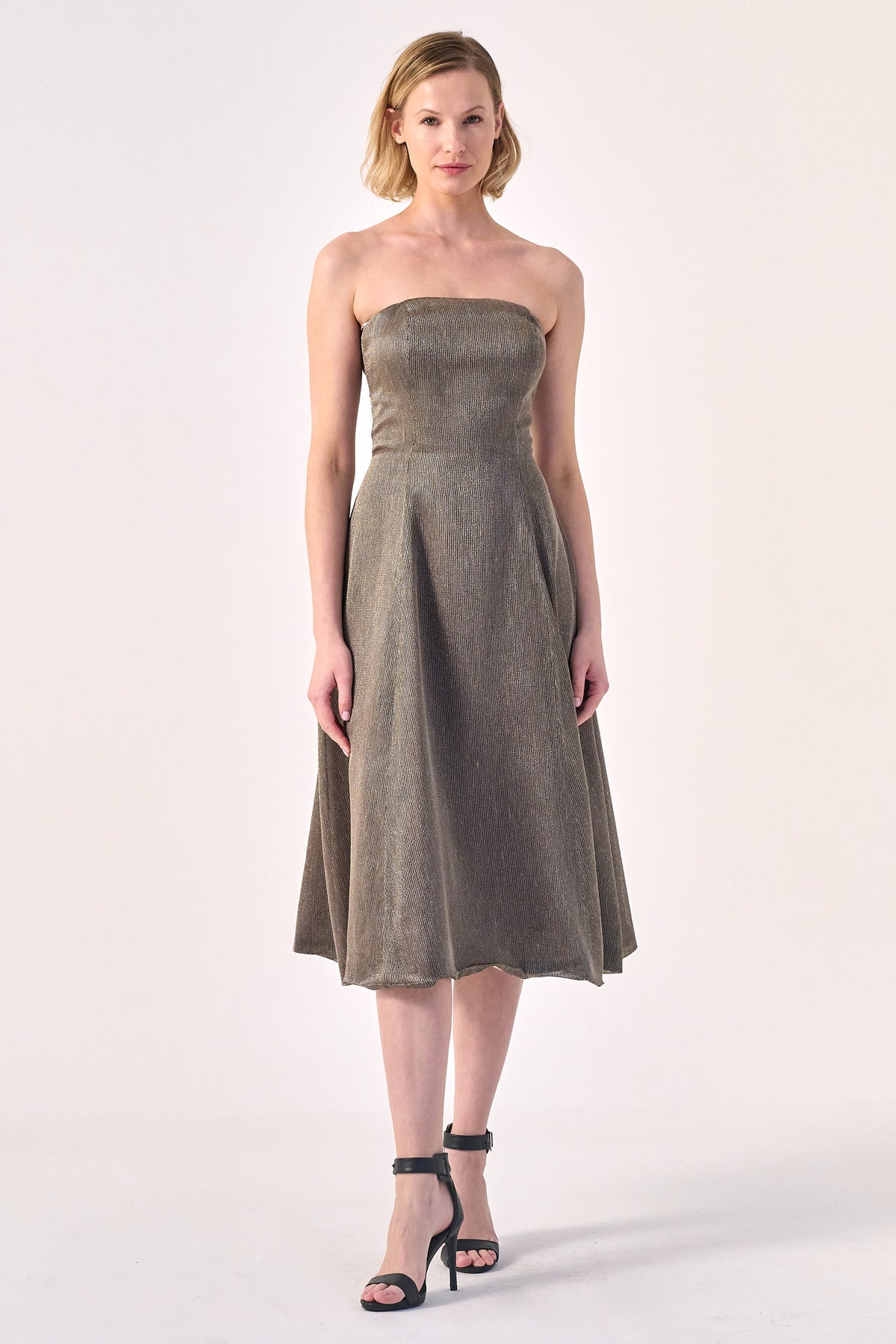Strapless A-Line Midi Dress