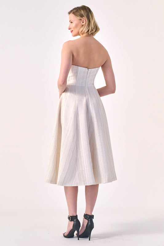 Strapless A-Line Midi Dress