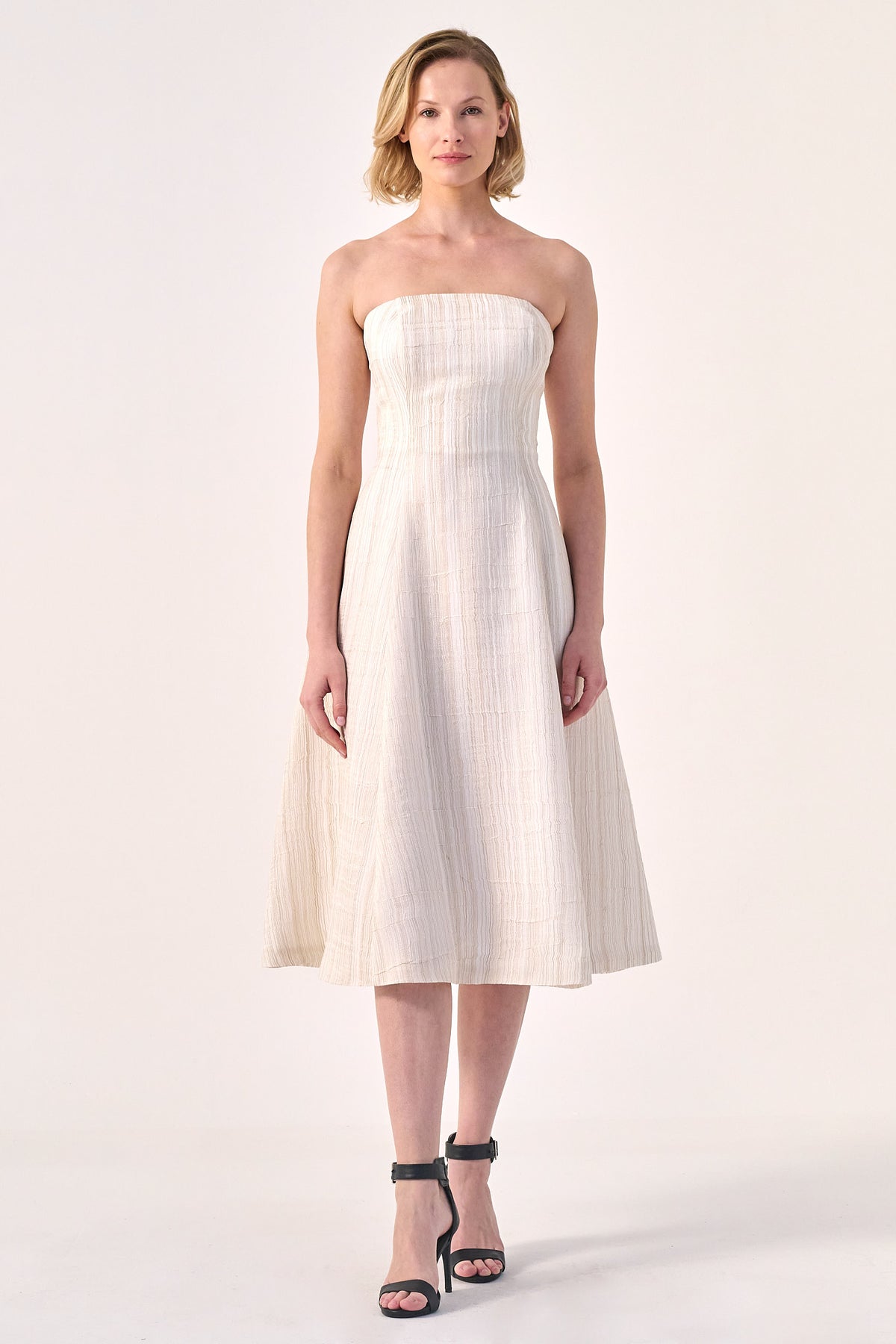 Strapless A-Line Midi Dress