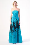 Full-length silhouette strapless evening gown