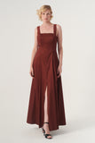 Square Neckline Fit and Flare Long Gown