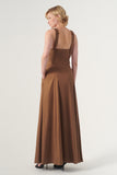 Square Neckline Fit and Flare Long Gown