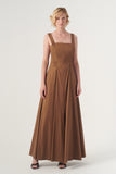 Square Neckline Fit and Flare Long Gown