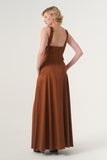 Square Neckline Fit and Flare Long Gown