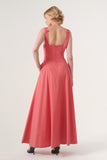 Square Neckline Fit and Flare Long Gown