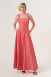 Square Neckline Fit and Flare Long Gown