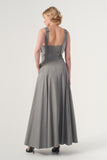 Square Neckline Fit and Flare Long Gown