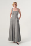 Square Neckline Fit and Flare Long Gown