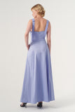 Square Neckline Fit and Flare Long Gown
