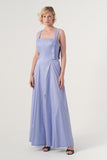 Square Neckline Fit and Flare Long Gown