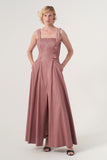 Square Neckline Fit and Flare Long Gown
