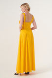 Square Neckline Fit and Flare Long Gown