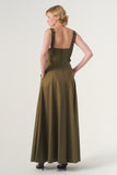 Square Neckline Fit and Flare Long Gown