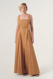 Square Neckline Fit and Flare Long Gown